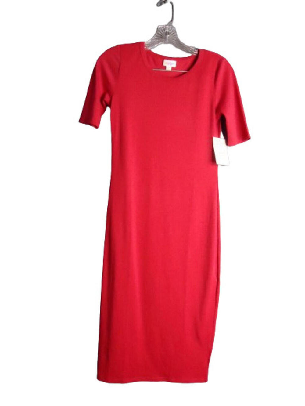 LulaRoe Julia Scoop Neck Half Sleeve Midi Dress Womens Size XXS Red New